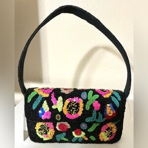 America & Beyond Beaded Shoulder Bag Sequin Flowers